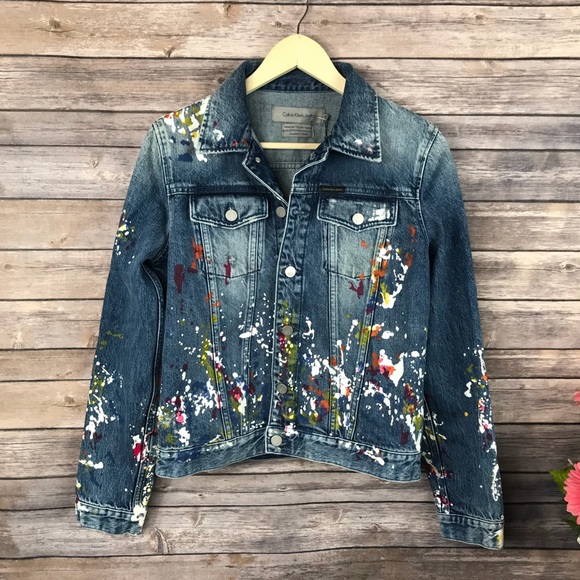 calvin klein paint splatter jacket